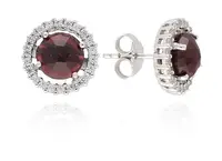 MOISS Nádherné stříbrné náušnice s granáty EG000019