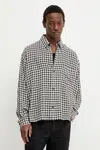 Košile Won Hundred pánská, černá barva, relaxed, s límečkem button-down, 3550-14274