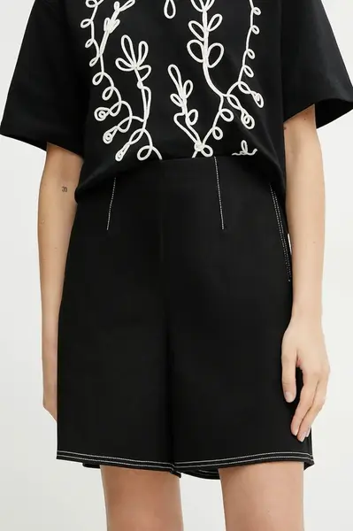 Kraťasy MM dámské, černá barva, hladké, high waist, 2516781018600