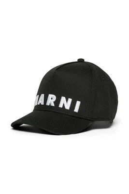 Dětská bavlněná kšiltovka Marni MF38U HAT černá barva, s aplikací, M01470
