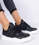 Gemre Black women's sneakers with thick laces Kayota