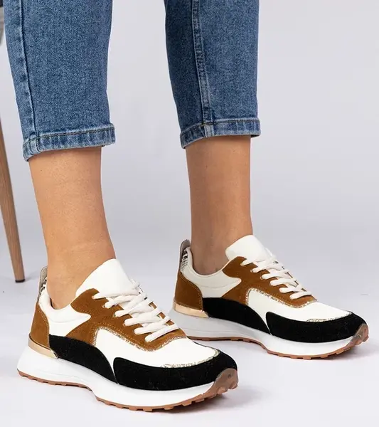 Gemre White and black women's sneakers with glitter Elizar