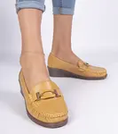 Gemre Yellow women's wedge moccasins made of eco-leather Kappi