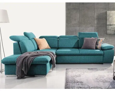 Rohová sedačka Aldon, petrolejová štruktúrovaná látka, ľavý roh%