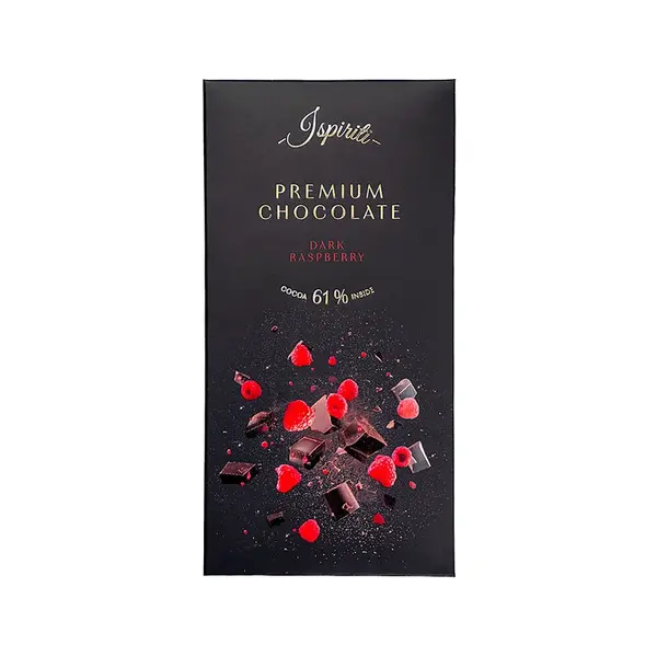 ISPIRITI Hořká čokoláda 61% s kousky malin 80 g