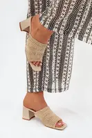 Boto Dámské Pantofle S Pletením Na Podpatku Béžové Ciariloria