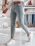 Spodnie damskie jeansowe slim fit z paskiem SLIMVISA niebieskie Dstreet