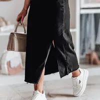Spódnica jeansowa midi z rozcięciem MIDILEXU niebieska Dstreet