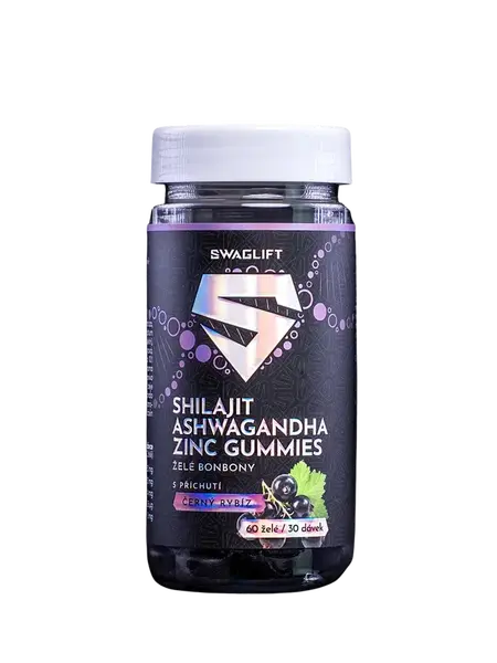 SWAGLIFT Shilajit + ashwagandha + zinek gummies s příchutí černého rybízu 60 ks