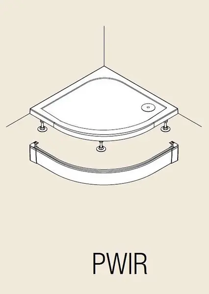 RONAL Marblemate - Hliníkový přední panel pro čtvrtkruhovou vaničku, šířka 1000 x 1000 mm, rádius 550 mm - vanička bílá PWIR5510004