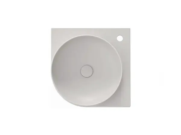 Ravak Yard - Umývadielko rohové, 45x45 cm, bez prepadu, otvor na batériu, Smoke Grey XJX0O245000