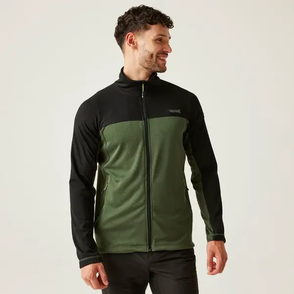 Pánská fleecová mikina regatta highton v černá/zelená xl