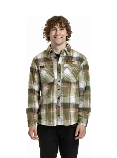 Meatfly pánská košile Woody Premium Green / Brown | Zelená | Velikost XL