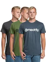Meatfly balení pánských triček MF Logo Multipack Charcoal Heather/Olive/Navy Heather | Šedá | Velikost L