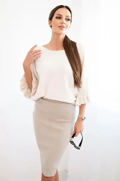 Kesi Włoski Dámská sukně z elastické viskózy tmavě béžová