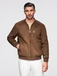 Ombre Men's imitation suede bomber jacket - brown