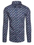 Koszula męska we wzory z długim rękawem granatowa Dstreet