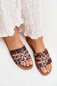 Boto Ploché Dámské Pantofle Se Zlatým Detalem Leopard Noroti