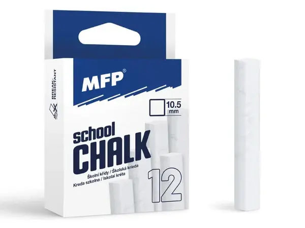 Křídy M bílá čtyřhranné  12 ks v krabičce neprášivá