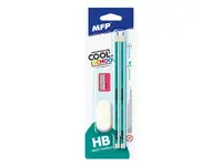 Tužka M set 2 triangular 2xč.2+guma+ořezávátko