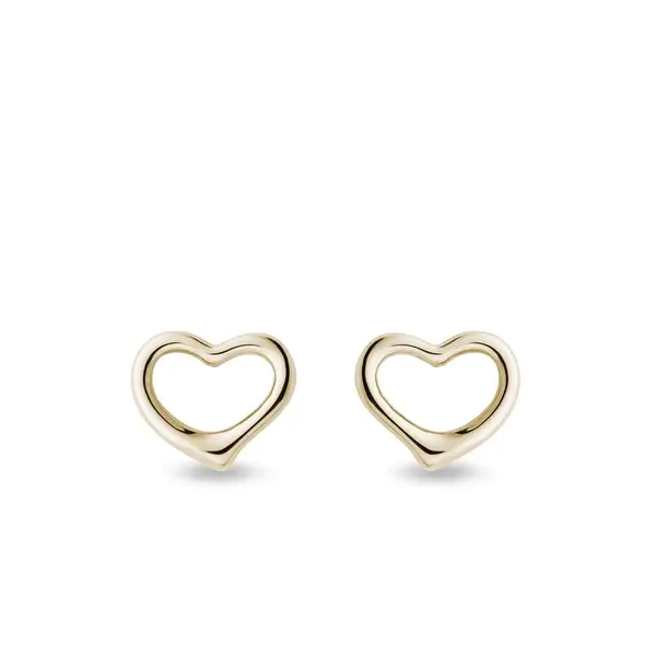 Srdcové náušnice pecky ze žlutého zlata KLENOTA