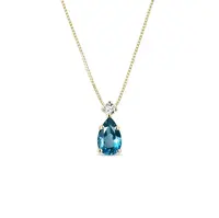 Přívěsek ze žlutého zlata s London blue topazem KLENOTA