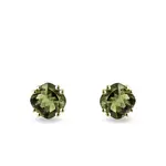 Zlaté náušnice pecky s vltavínem KLENOTA