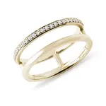 Dvojitý diamantový prsten ze žlutého 14k zlata KLENOTA