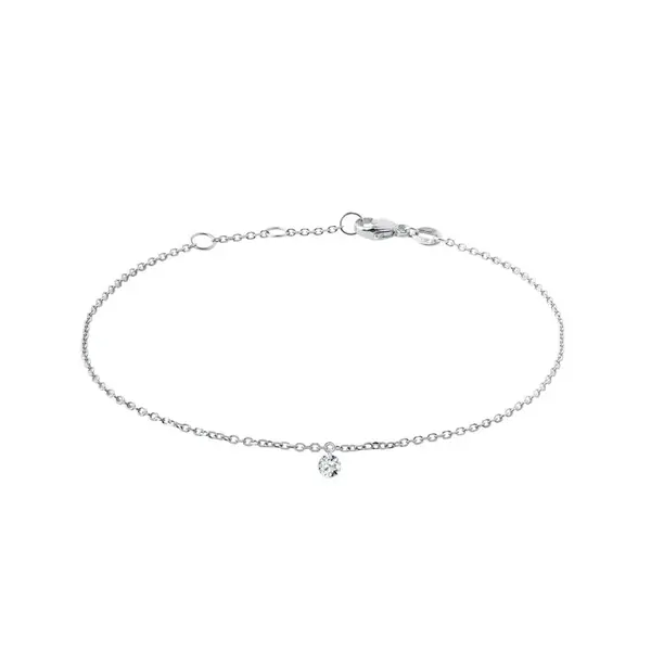 Náramek s provrtaným lab grown diamantem v bílém zlatě KLENOTA