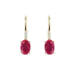 Visací náušnice ze zlata s oválnými rubíny a diamanty KLENOTA