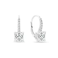 Náušnice s princess lab grown diamanty v bílém zlatě KLENOTA