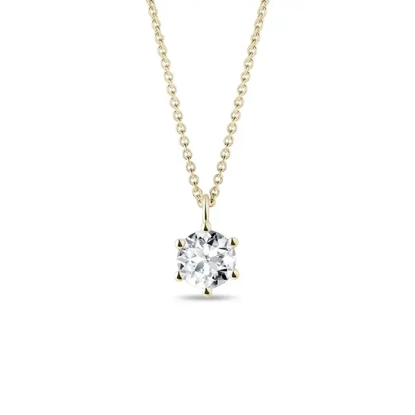 Zlatý přívěsek s čirým briliantem KLENOTA
