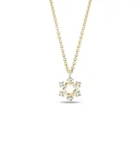 Diamantový náhrdelník vločka ve žlutém 14k zlatě KLENOTA