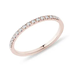 Prsten z růžového zlata s pavé diamanty KLENOTA