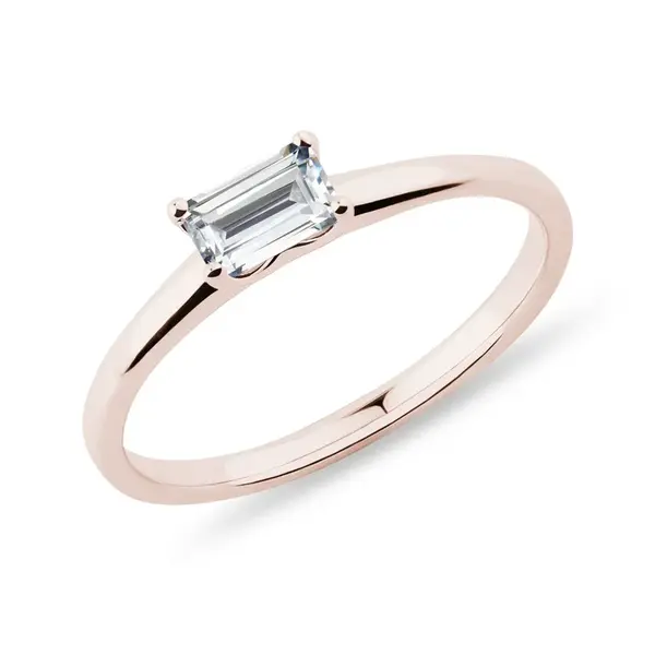 Prsteň z ružového 14k zlata s laboratórnym diamantom KLENOTA