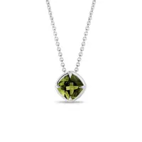 Náhrdelník z bieleho zlata s vltavínom KLENOTA