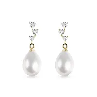 Pearl náušnice zo žltého zlata s briliantmi KLENOTA