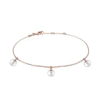 Náramok z ružového zlata s tromi perlami KLENOTA