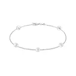 Retiazkový náramok z bieleho zlata s 5 bielymi perlami KLENOTA