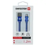 Datový kabel Swissten Textile USB/Lightning, 1,2m, modrý