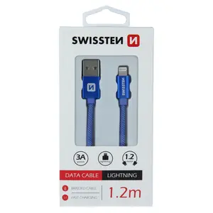 Datový kabel Swissten Textile USB/Lightning, 1,2m, modrý