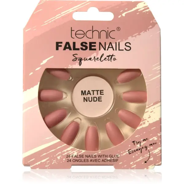 Technic Cosmetics False Nails Sqarletto umelé nechty Matte Nude 24 ks