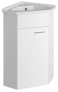 Aqualine Zoja - Umývadlová skrinka 74x41x41 cm, rohová, 1 dvierka L/P, biela 50345