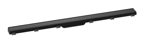 Hansgrohe RainDrain Match - Sprchový žlab s nerezovým roštem 1000, s výškově stavitelným rámem, černá 56041610