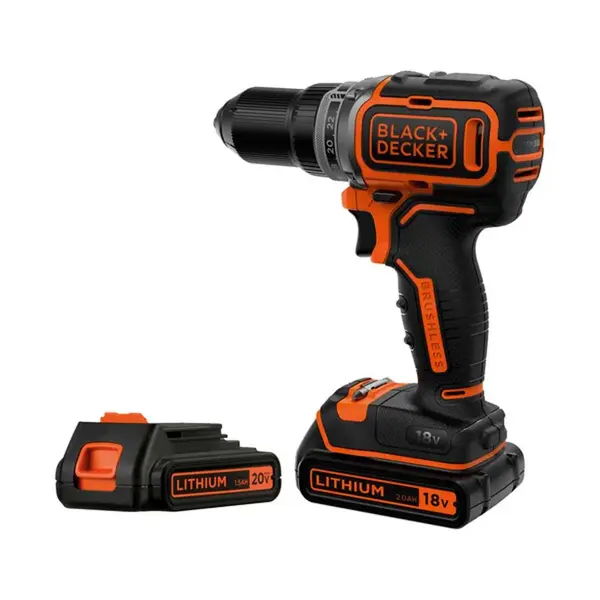BLACK+DECKER Nářadí - 18V AKU vrtací šroubovák, 2x aku 2,0 Ah Li-Ion, nabíječka BL186K1B2-QW