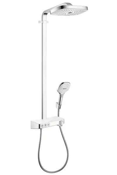 Hansgrohe Raindance Select E - Sprchový set Showerpipe 300 s termostatem ShowerTablet Select, 3 proudy, bílá/chrom 27127400