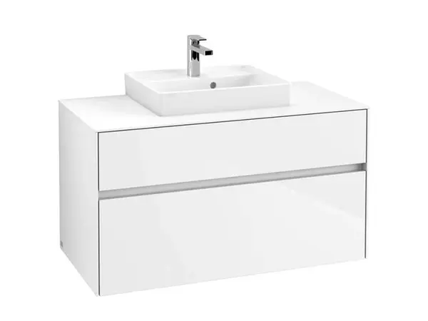 Villeroy & Boch Collaro - Umývadlová skrinka, 100x55x50 cm, 2 zásuvky, Glossy White C01600DH