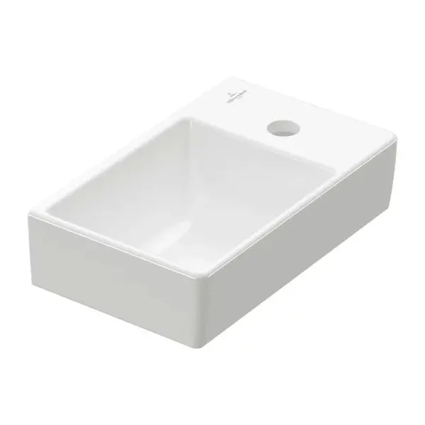 Villeroy & Boch Avento - Umývadielko, 36x22 cm, bez prepadu, otvor na batériu vpravo, CeramicPlus, Stone White 43003LRW