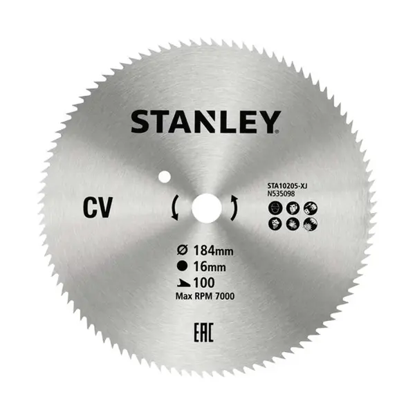 Stanley Příslušenství - Pilový kotouč na dřevo 184x16 mm, 100 zubů STA10205-XJ