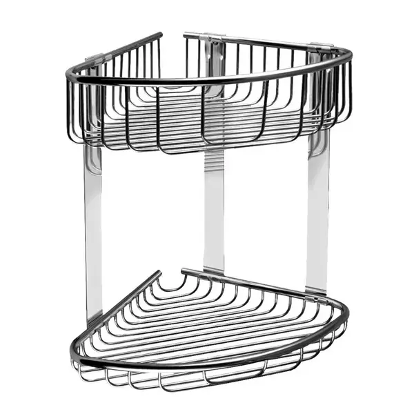 Sanela Doplnky z nehrdzavejúcej ocele - Polička rohová drôtená, lesklá nerezová SLZD 29